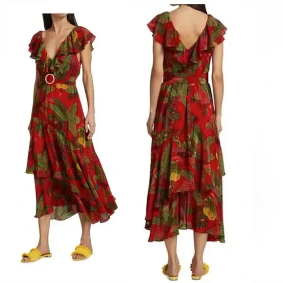 FARM Rio Red Forest Birds Maxi Dress - Picture 15 of 15
